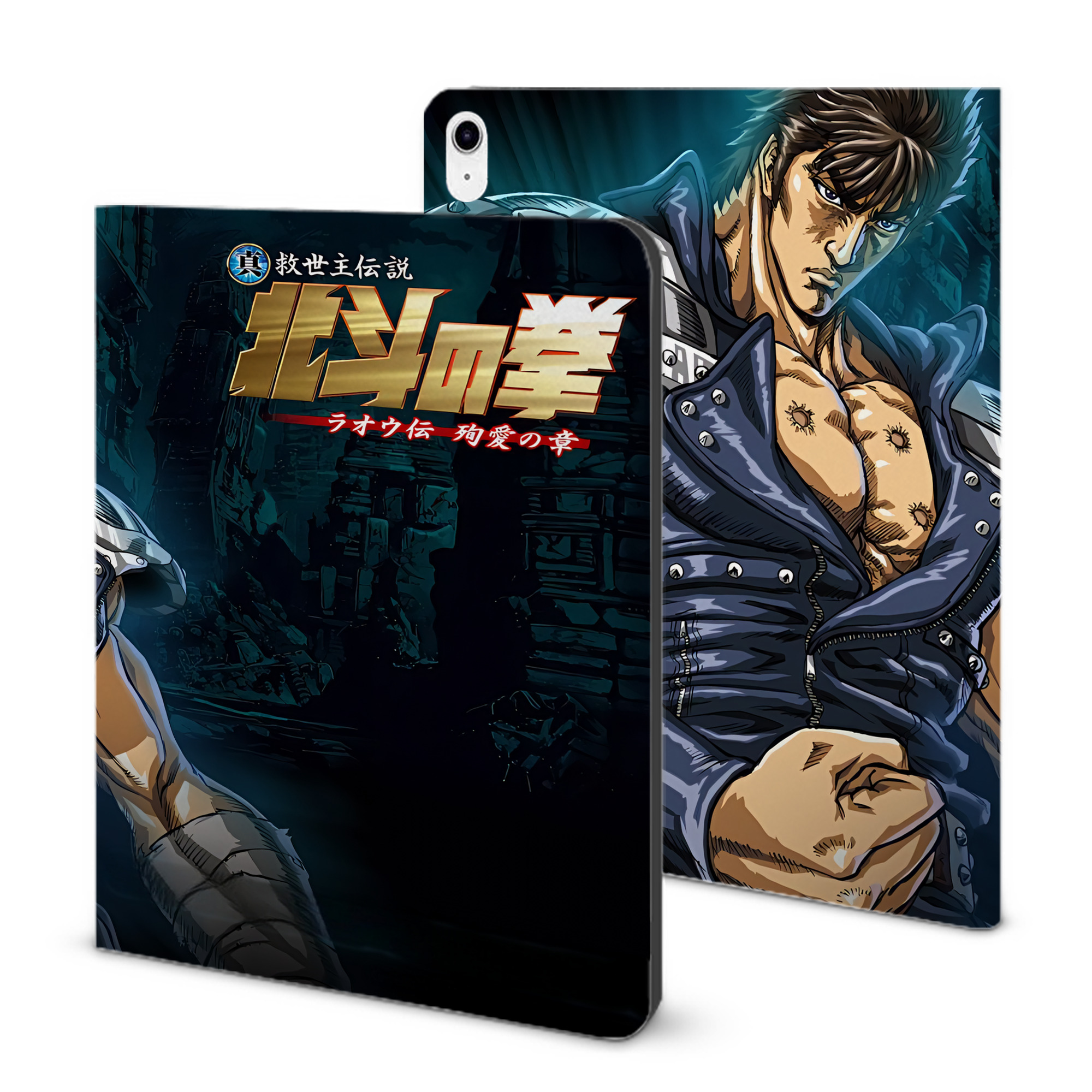（画像用） 北斗の拳 Fist of the North Star IPad ケース ブック型 PUレザー TPU 耐衝撃 軽量 薄型 ペン収納なし 全面保護 IPad 各モデル対応